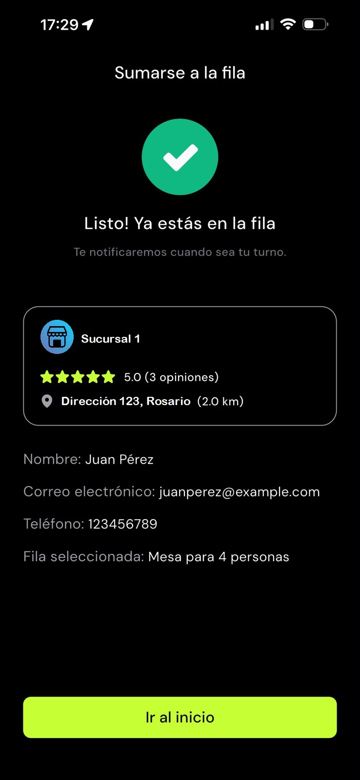 ¡Tu lugar quedó guardado!